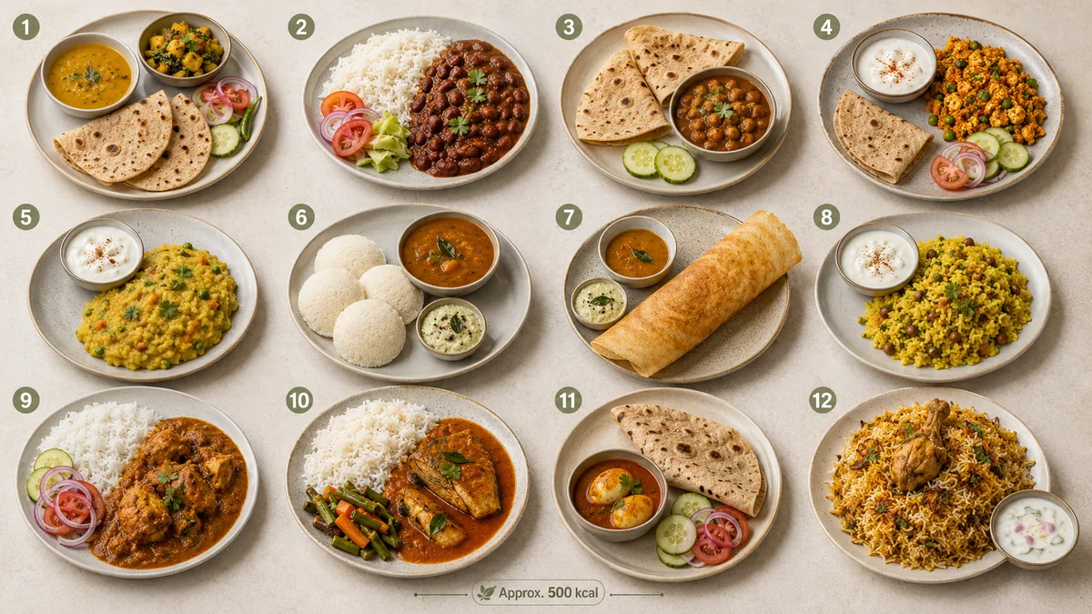 What 500 Calories Looks Like in Indian Food: 12 Everyday Plates Compared